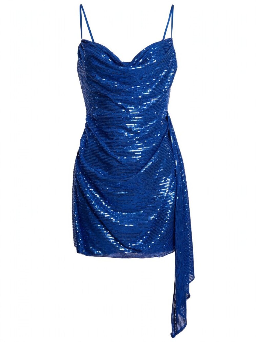 Ieena for Mac Duggal 11661 Cobalt Sequin Cowl Mini Dress 8 NWT